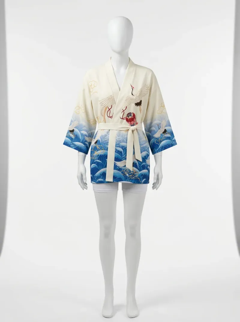 Kimono court polyester fluide manches larges femme élégante
