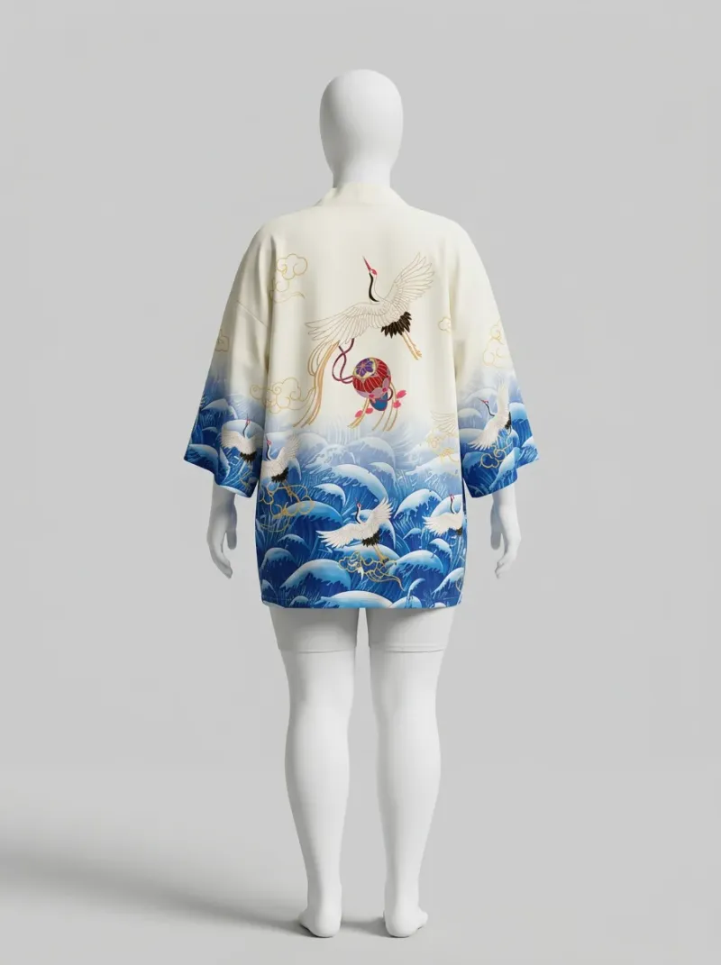 Kimono court polyester fluide manches larges femme élégante
