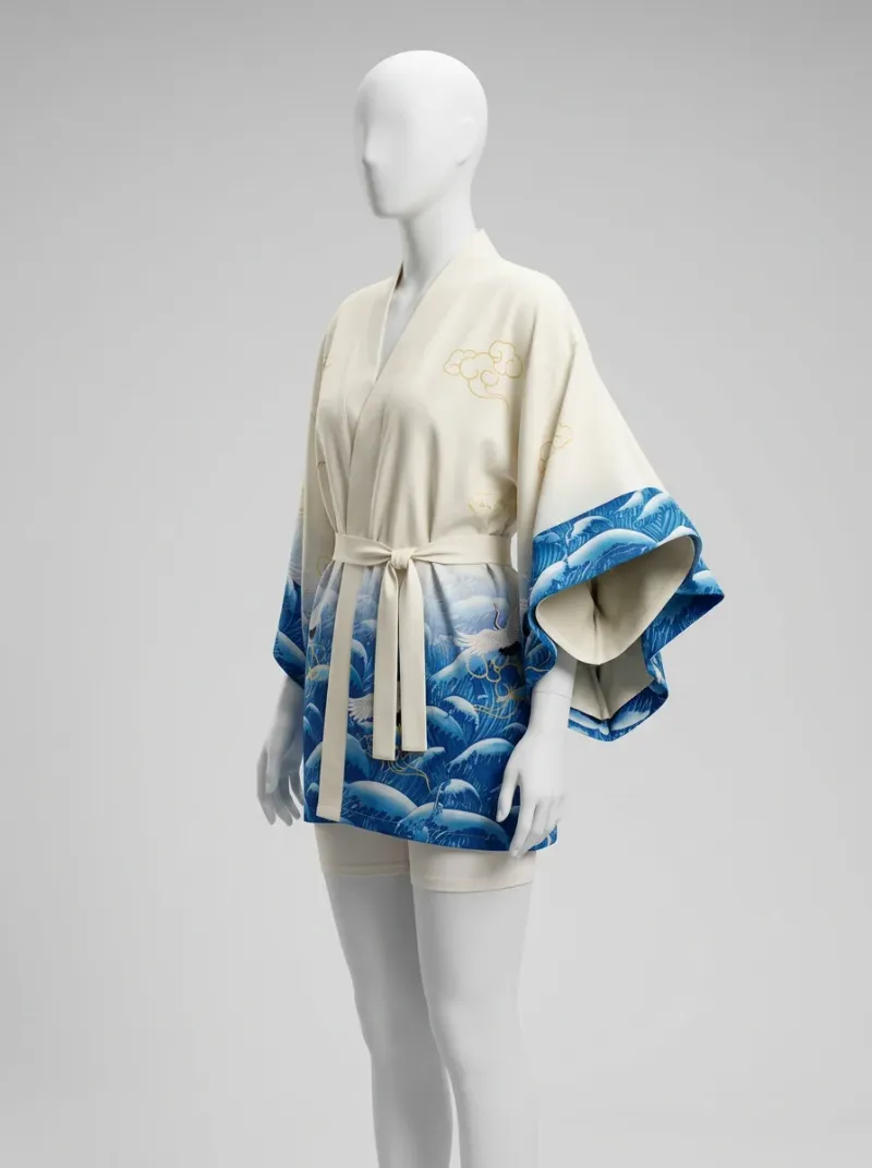 Kimono court polyester fluide manches larges femme élégante