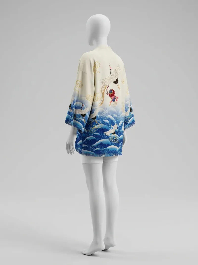 Kimono court polyester fluide manches larges femme élégante