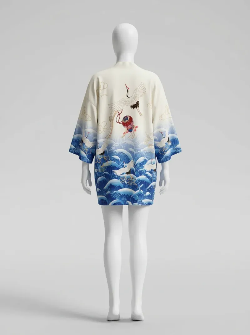 Kimono court polyester fluide manches larges femme élégante