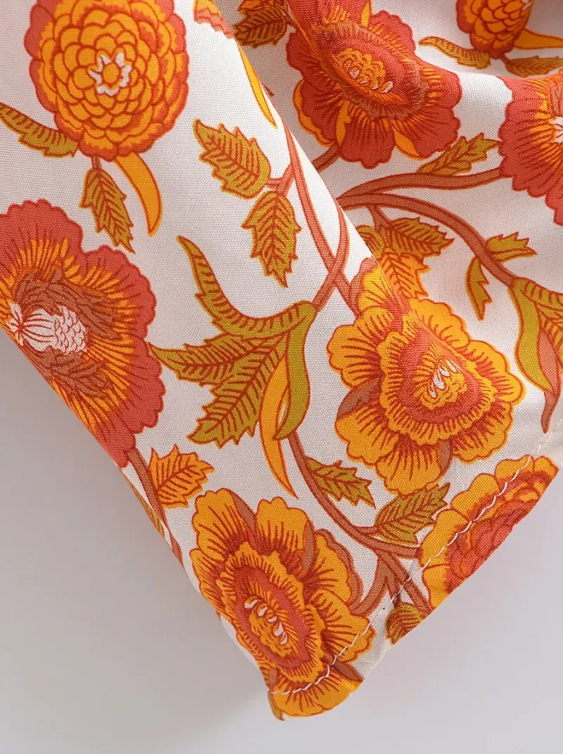 Kimono court coton floral veste plage décontracté