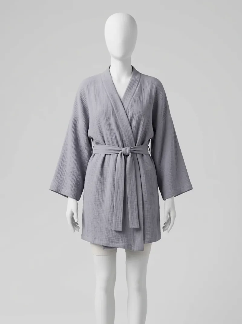 Kimono court coton peignoir piscine femme léger