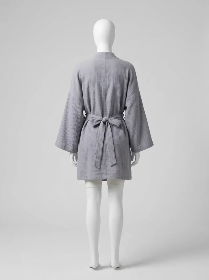 Kimono court coton peignoir piscine femme léger