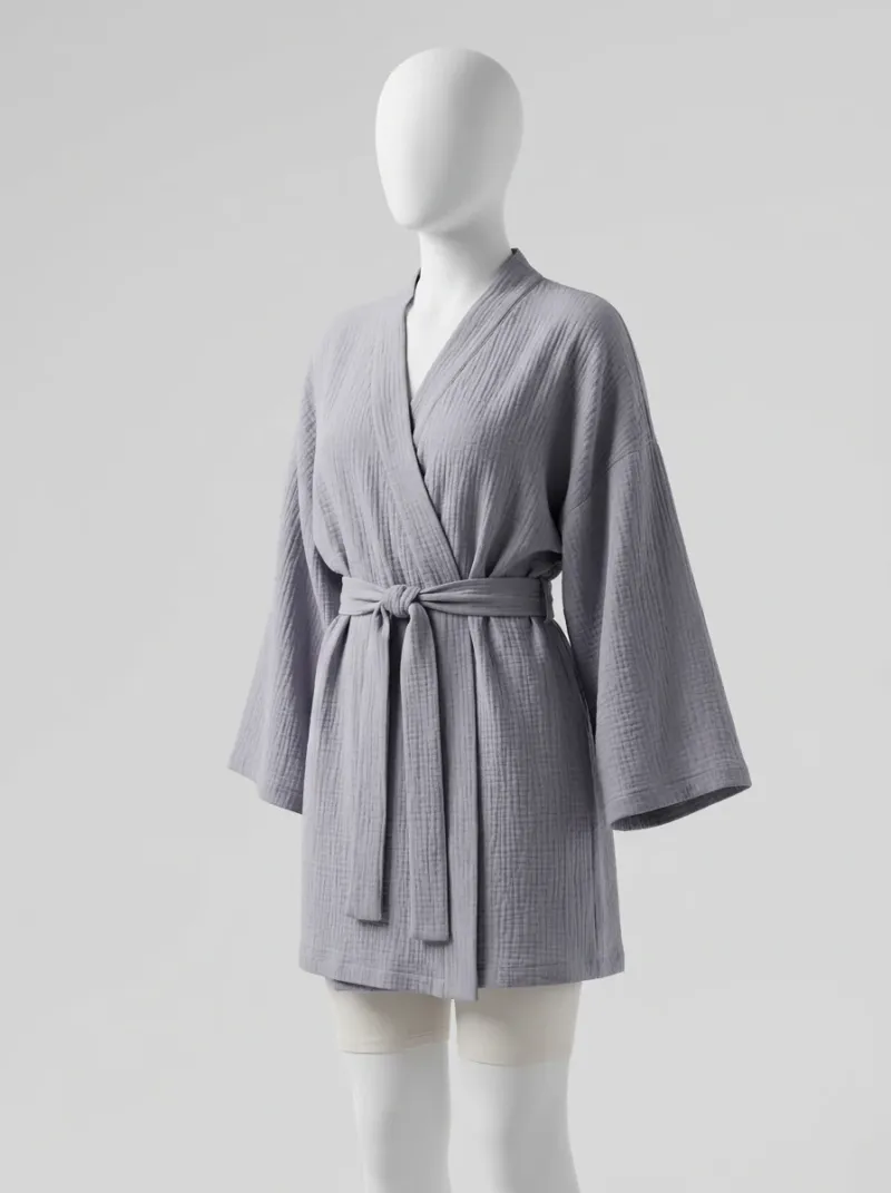 Kimono court coton peignoir piscine femme léger