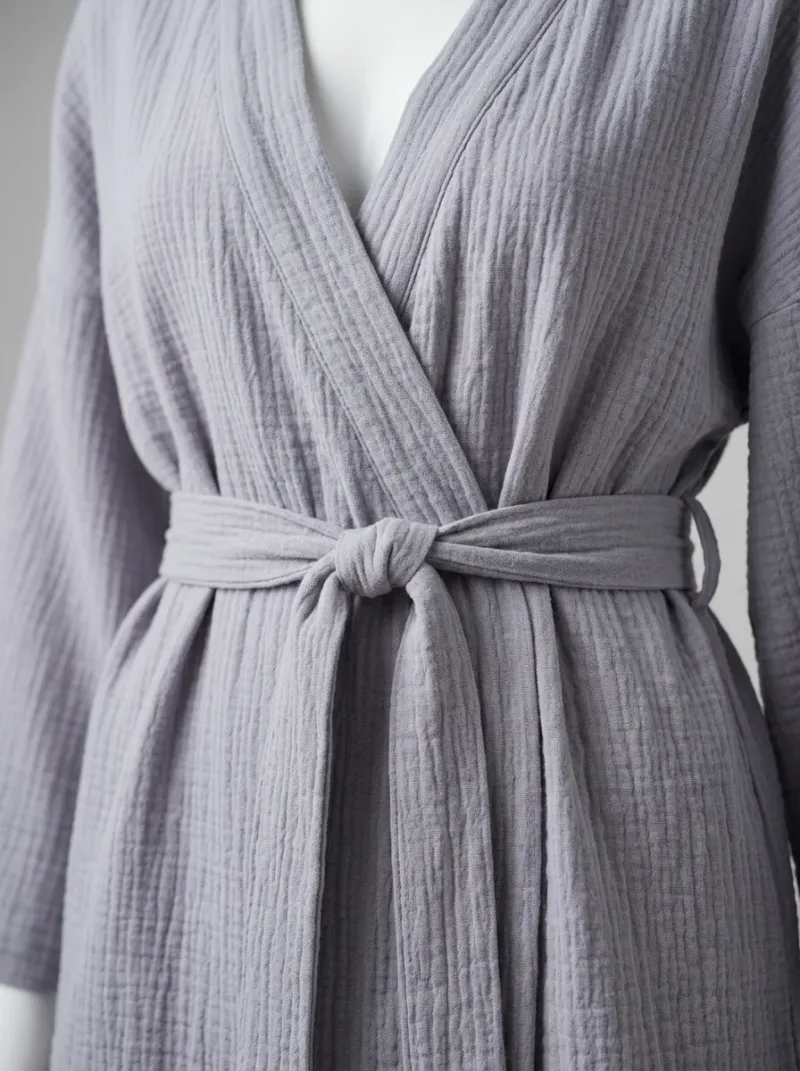 Kimono court coton peignoir piscine femme léger