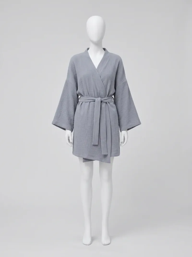 Kimono court coton peignoir piscine femme léger