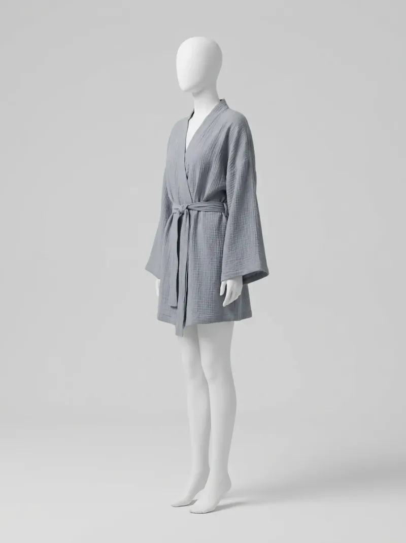 Kimono court coton peignoir piscine femme léger