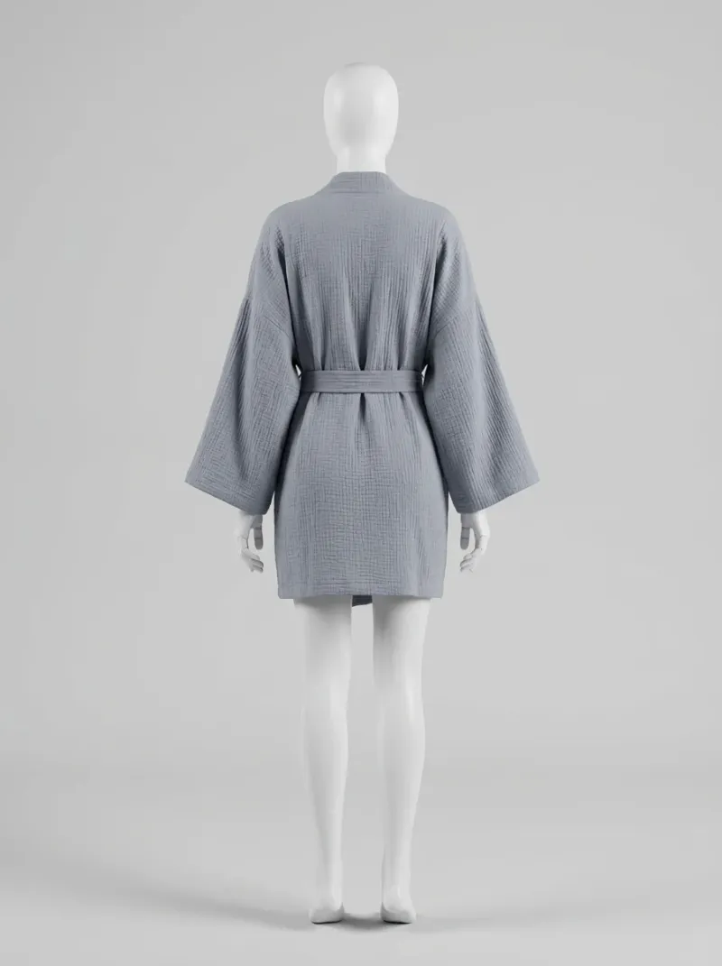 Kimono court coton peignoir piscine femme léger