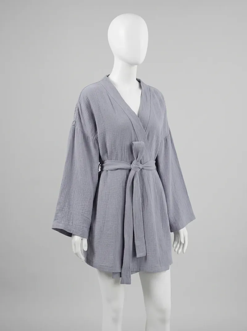 Kimono court coton peignoir piscine femme léger
