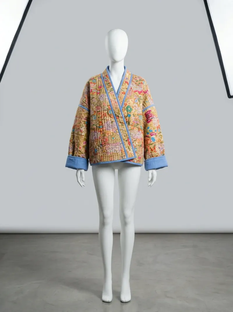 Kimono court coton isolant hiver femme décontracté