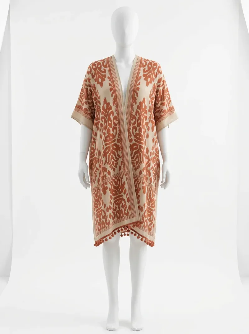 Kimono court polyester ample plage bohème femme