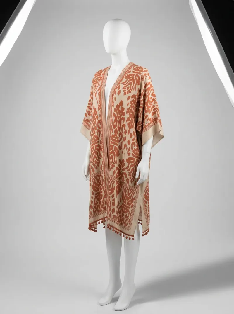 Kimono court polyester ample plage bohème femme