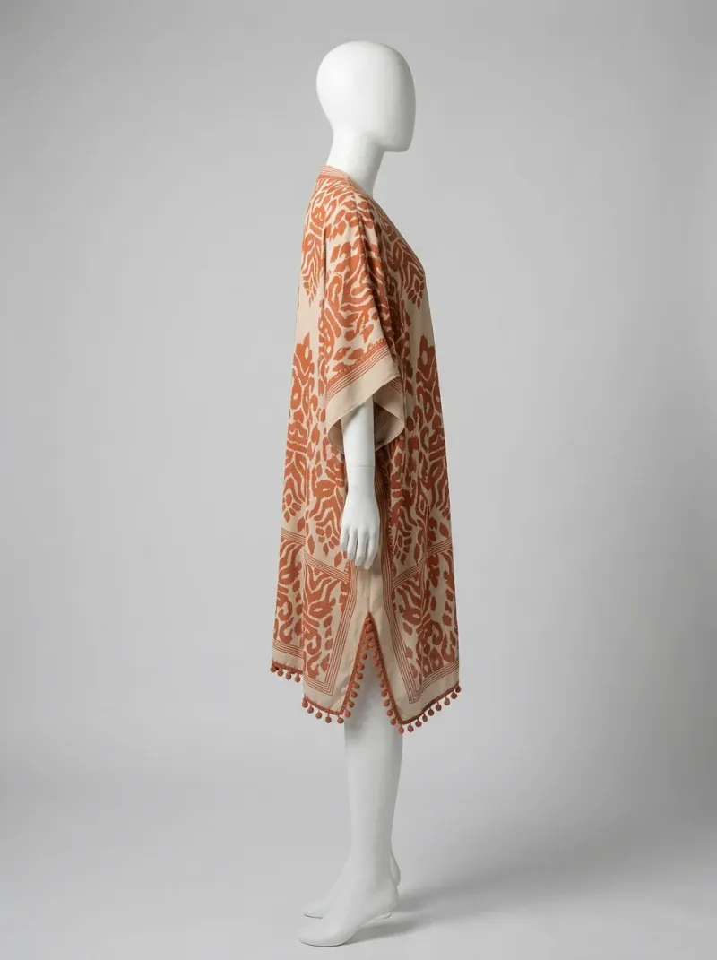 Kimono court polyester ample plage bohème femme