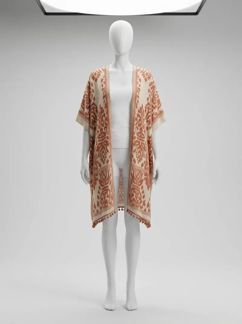 Kimono court polyester ample plage bohème femme