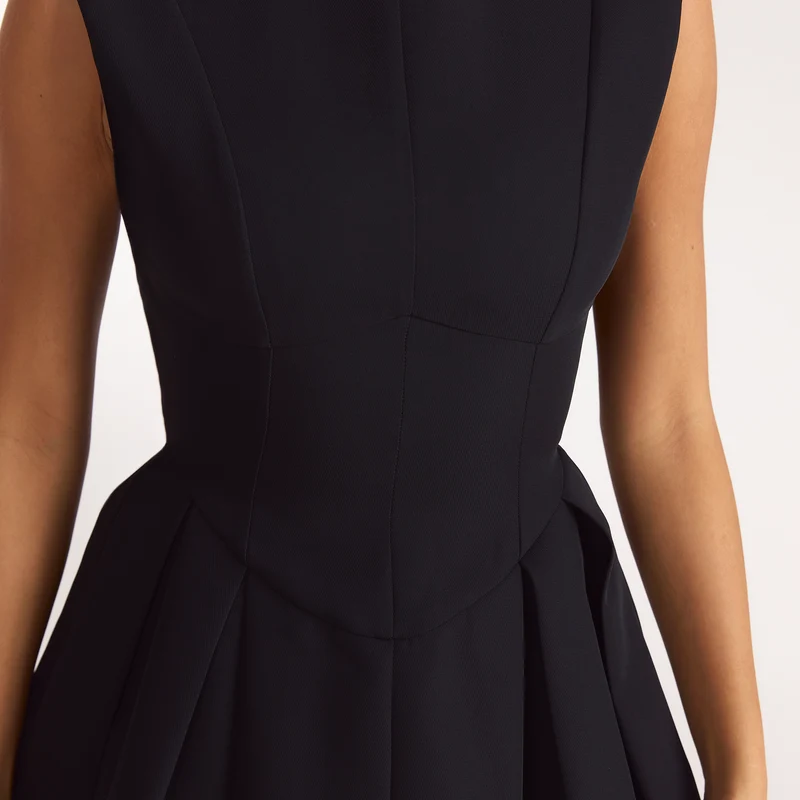 Robe Mini Cintrée Plissée - Noir