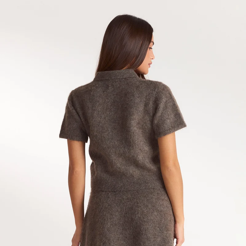 Polo en Maille - Marron Cendré