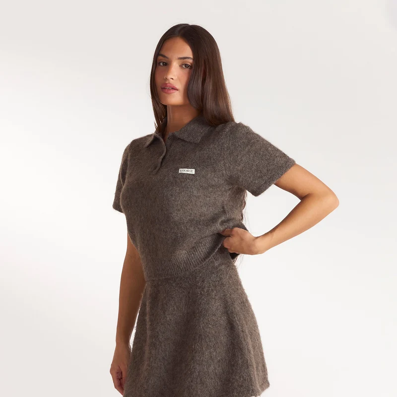 Polo en Maille - Marron Cendré