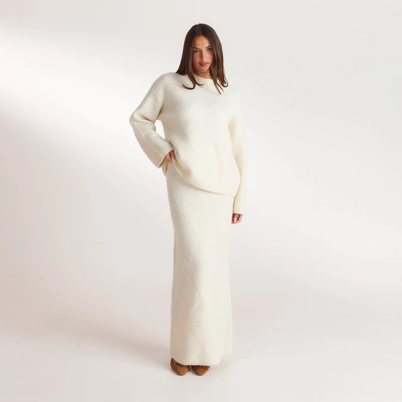 Pull en Maille à Losanges - Crème
