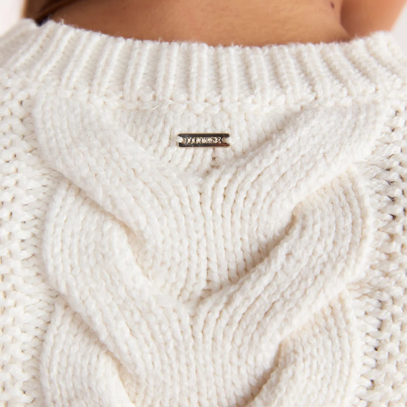 Pull Court en Maille Torsadée - Crème