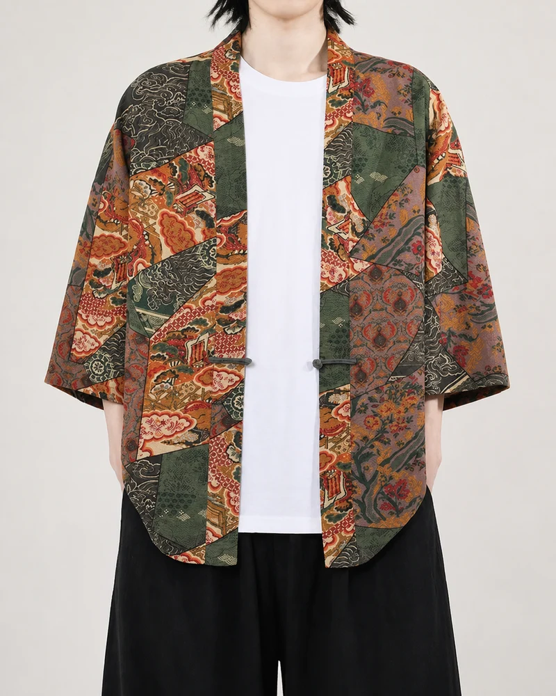 Veste kimono homme patchwork | Kagayaki