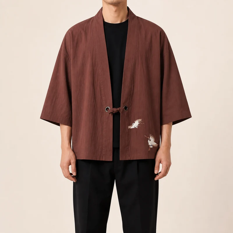 Veste kimono homme a grues | Koharu