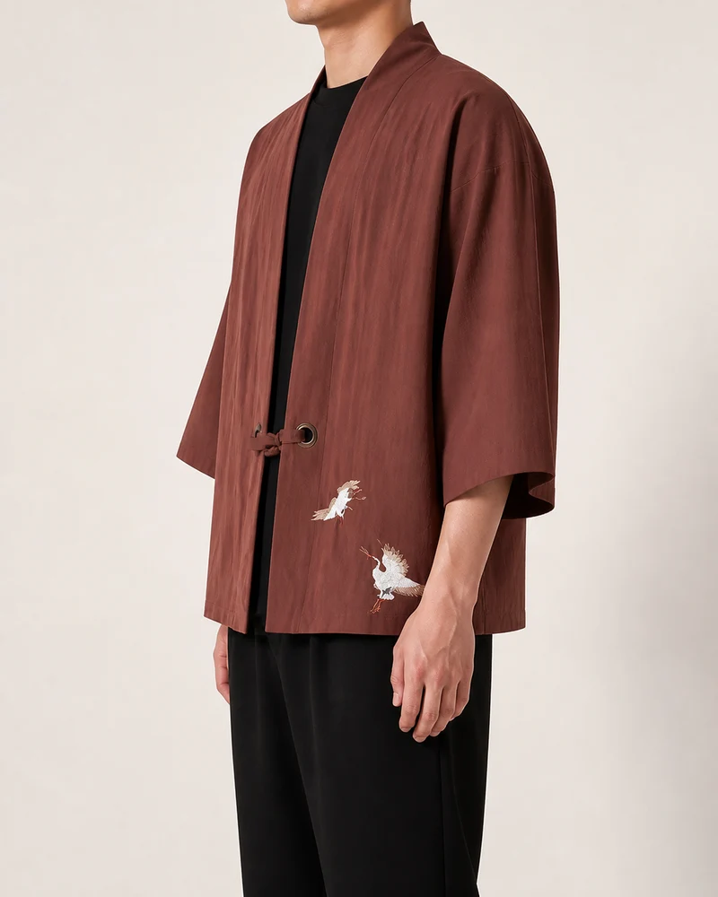 Veste kimono homme a grues | Koharu
