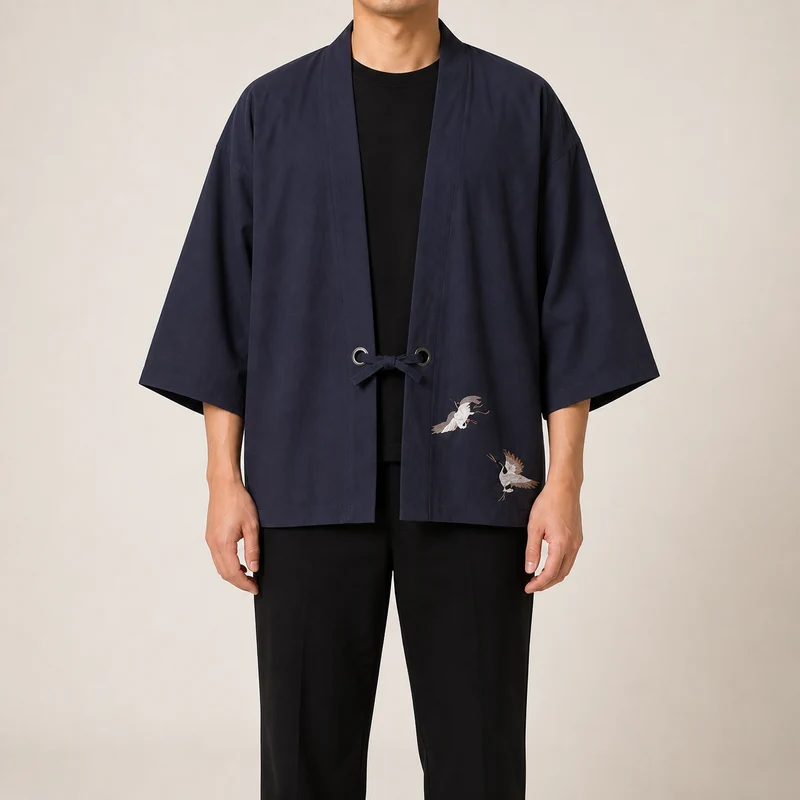 Veste kimono homme a grues | Koharu
