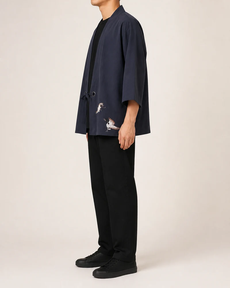 Veste kimono homme a grues | Koharu