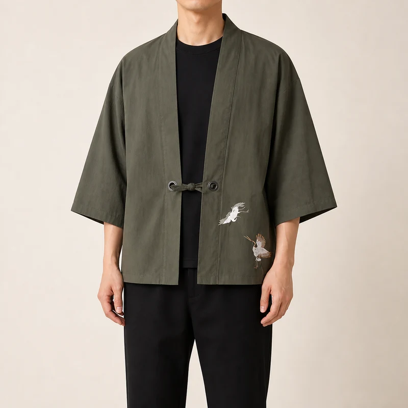 Veste kimono homme a grues | Koharu