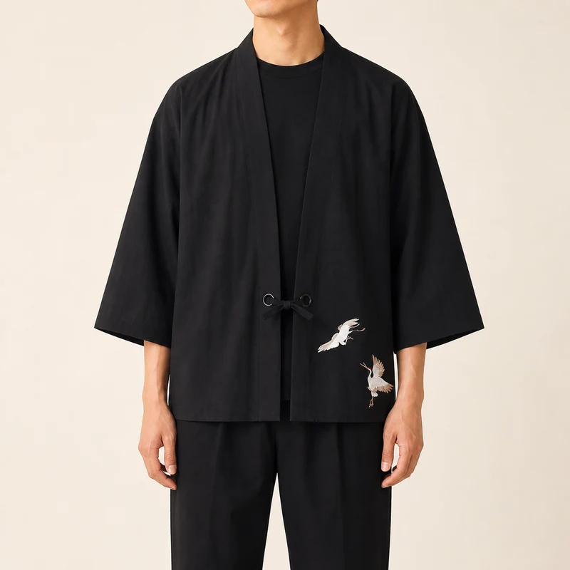 Veste kimono homme a grues | Koharu