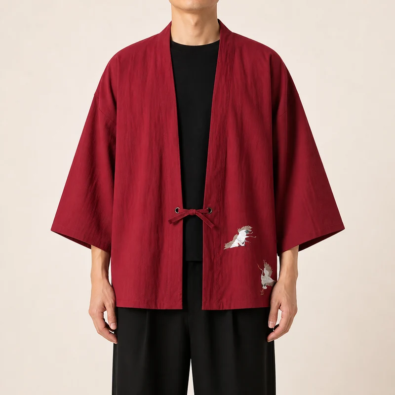 Veste kimono homme a grues | Koharu