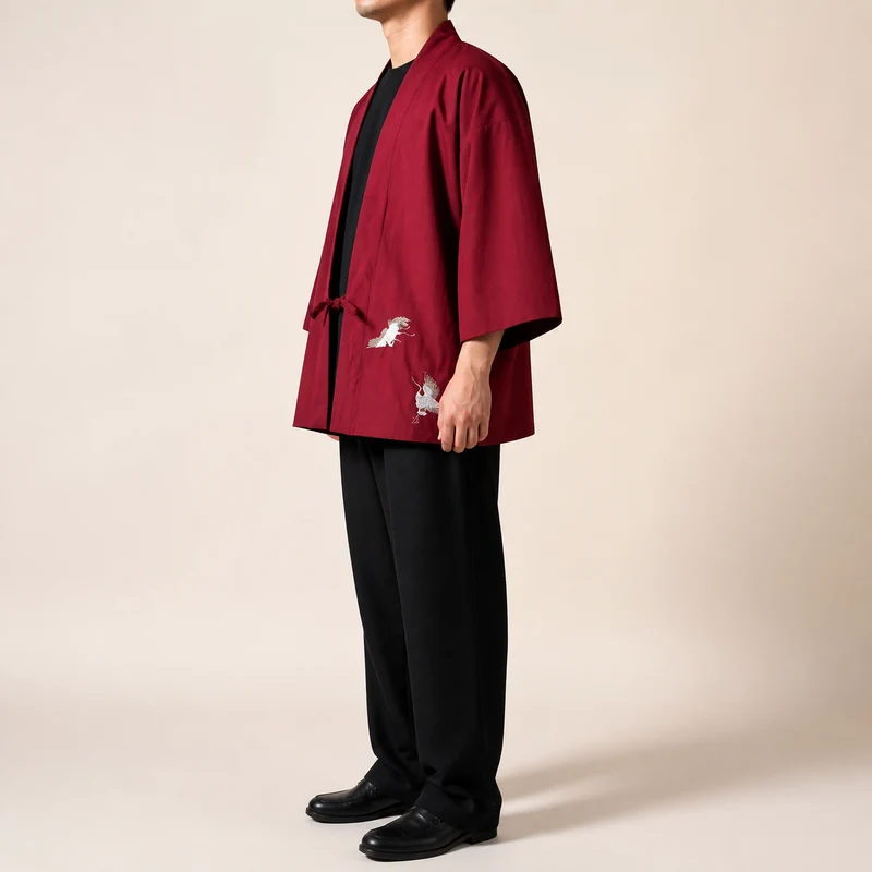 Veste kimono homme a grues | Koharu