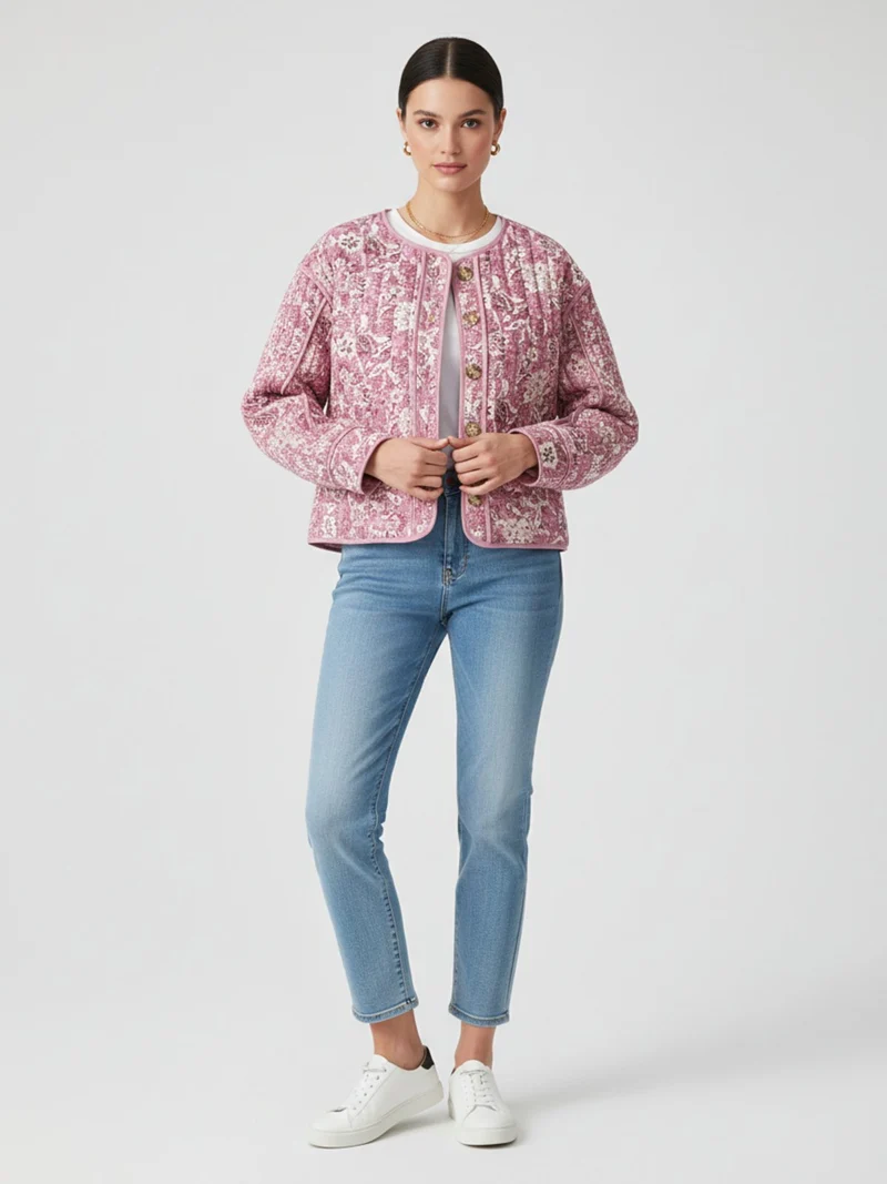 Veste matelassée fleurie femme | Akimizu