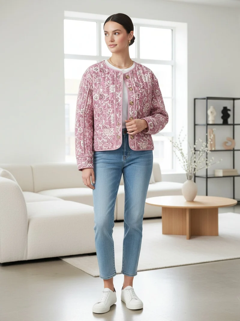 Veste matelassée fleurie femme | Akimizu