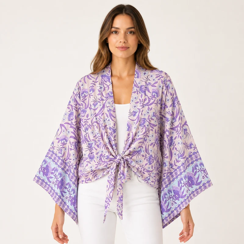 Kimono court cache-cœur femme | Sarada