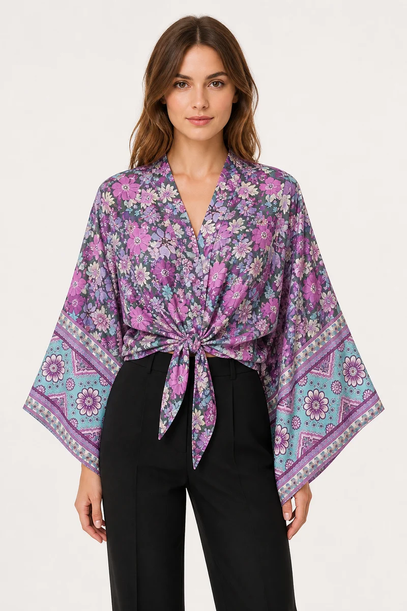 Kimono court cache-cœur femme | Yūgana