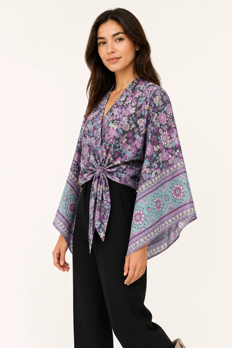 Kimono court cache-cœur femme | Yūgana