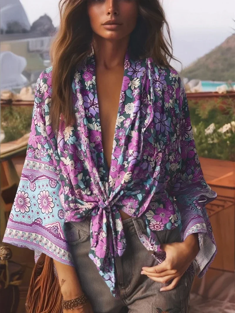 Kimono court cache-cœur femme | Yūgana