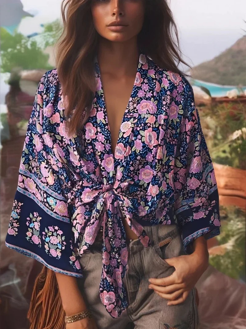 Kimono court cache-cœur femme | Yuna