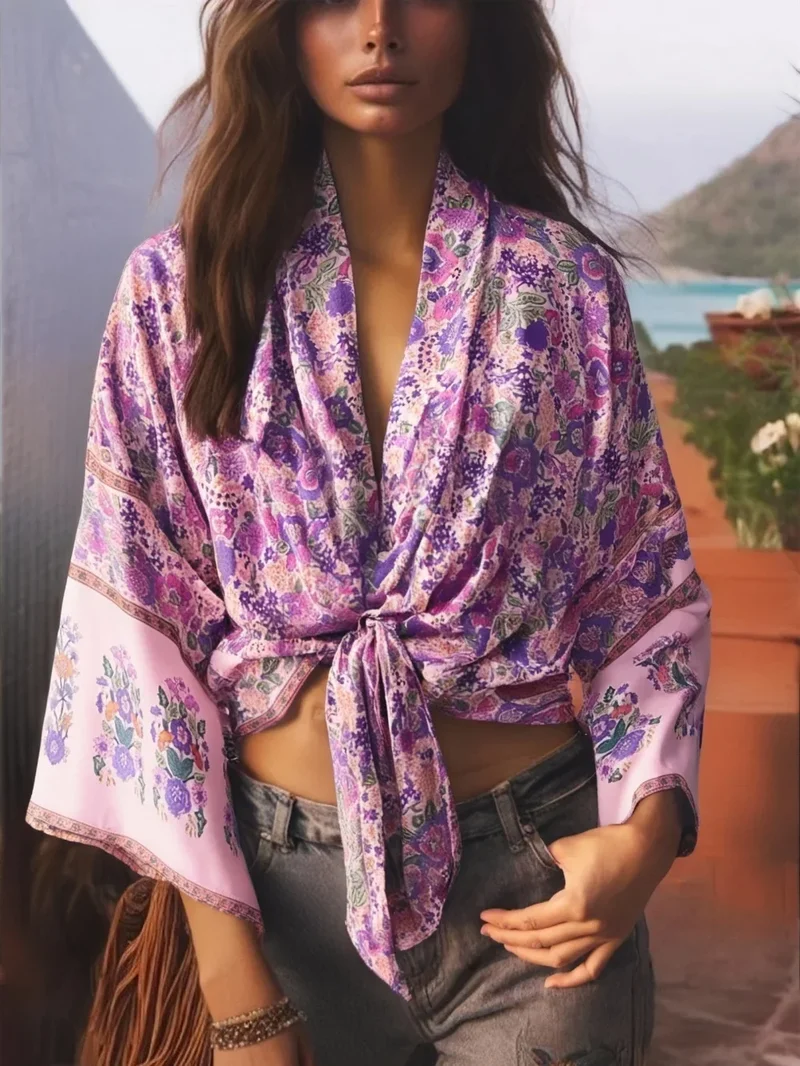 Kimono court cache-cœur femme | Yuna
