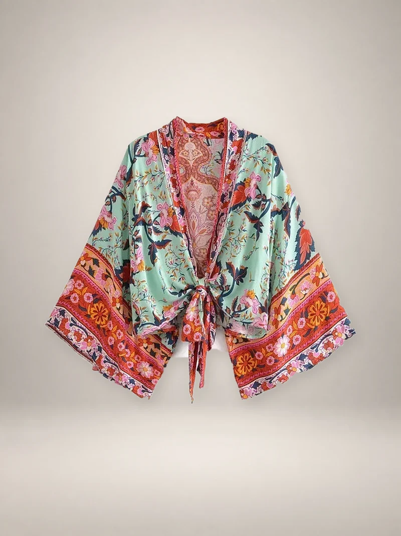 Kimono court cache-cœur femme | Ayame