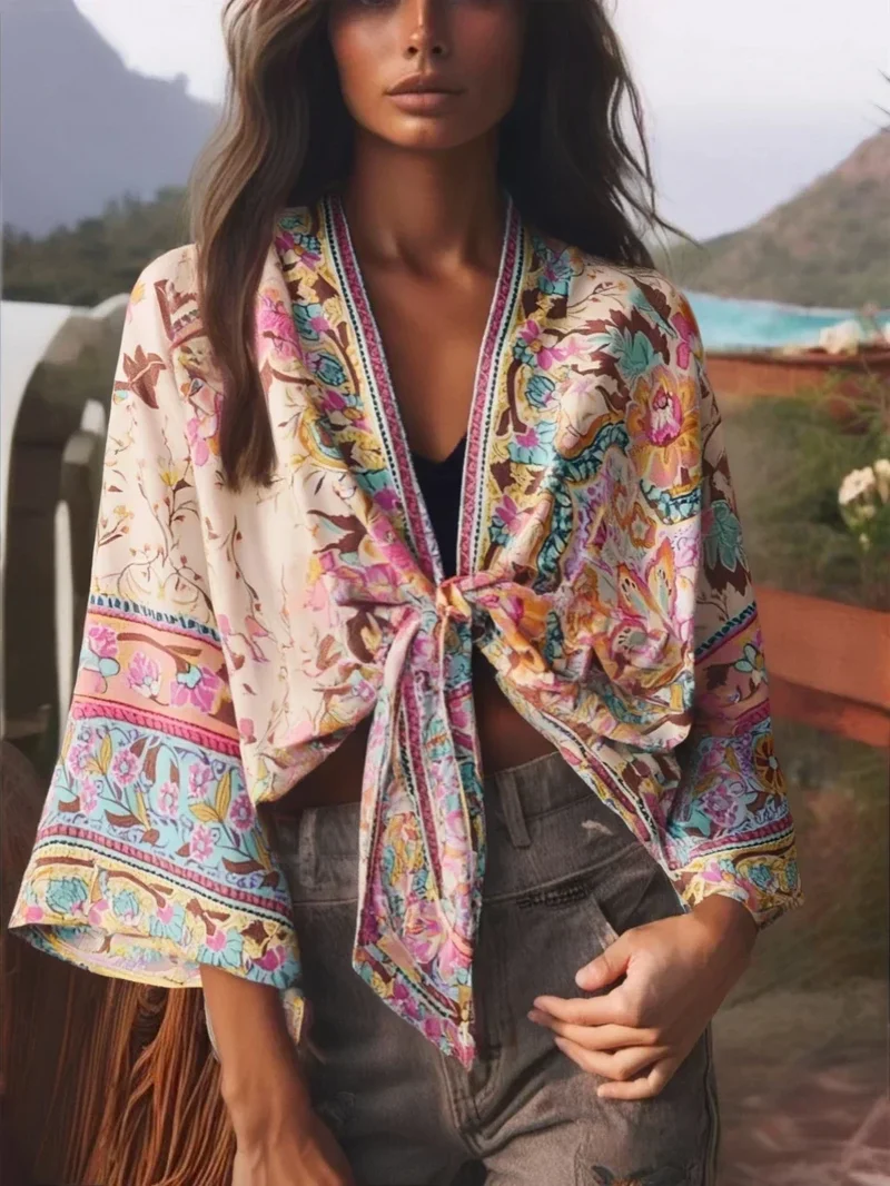 Kimono court cache-cœur femme | Ayame
