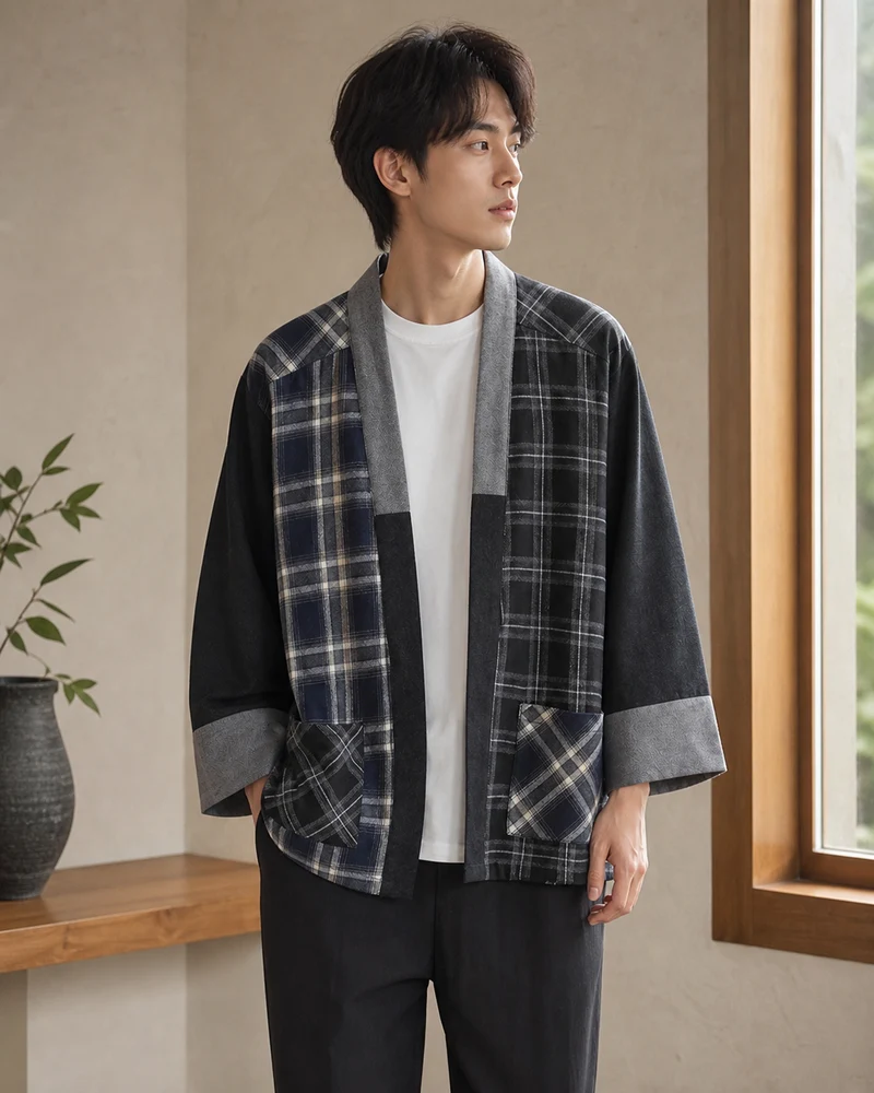 Veste haori patchwork homme | Komorebi