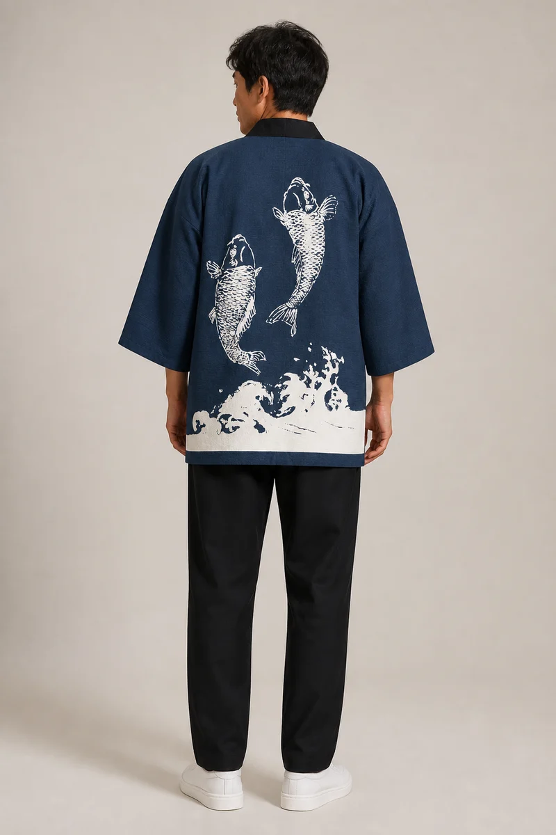 Veste haori homme motif carpes koï | Carpe Koï