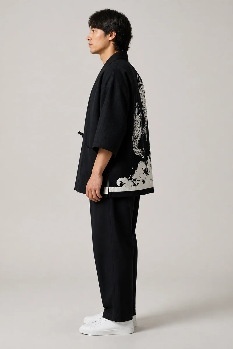 Veste haori homme motif carpes koï | Carpe Koï