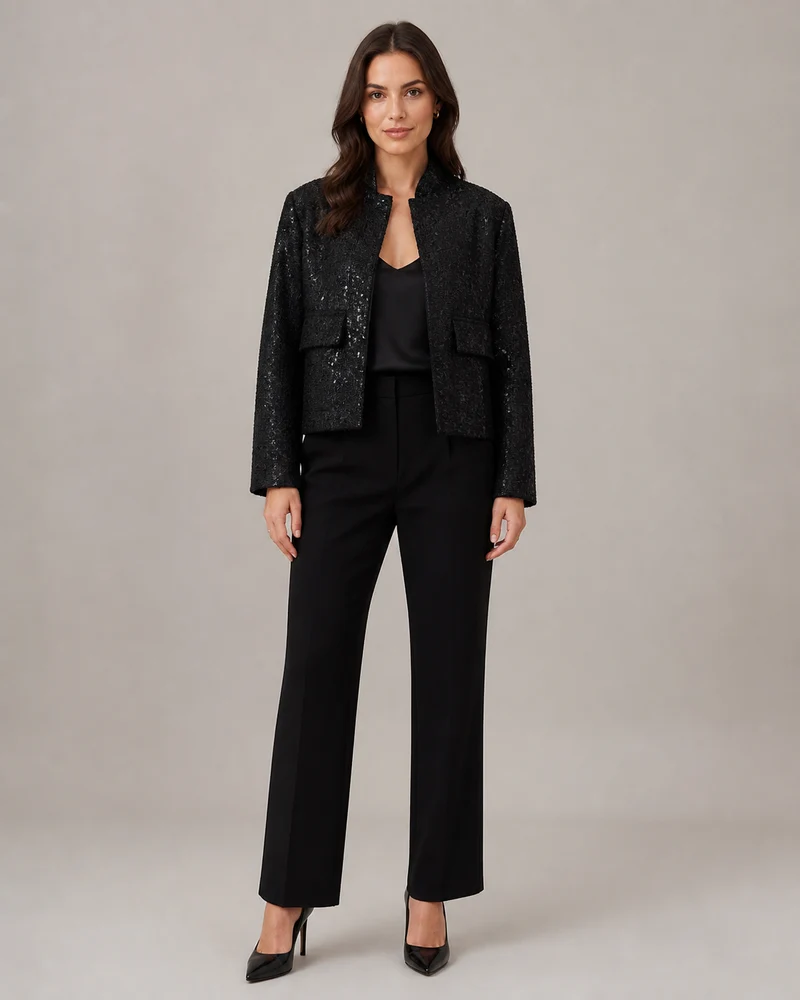 Veste courte à sequins femme | Kinari