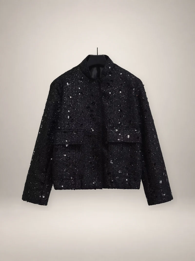 Veste courte à sequins femme | Kinari