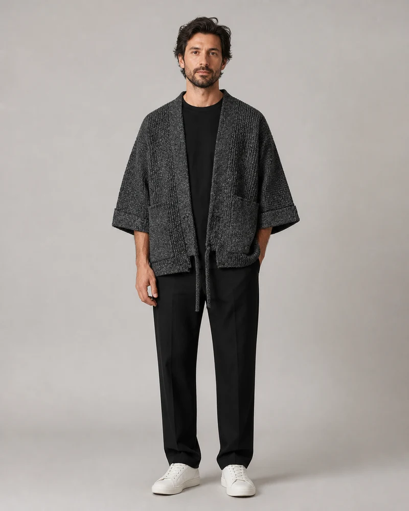 Veste kimono en tricot homme | Kage
