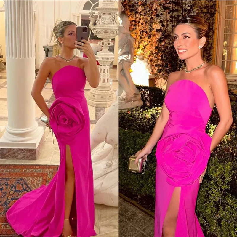 Robe de bal fourreau bustier en satin avec soutien-gorge intégré